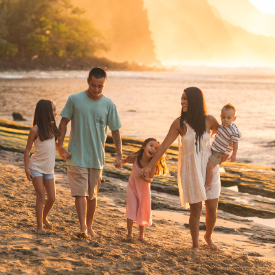 Sunset beach walk