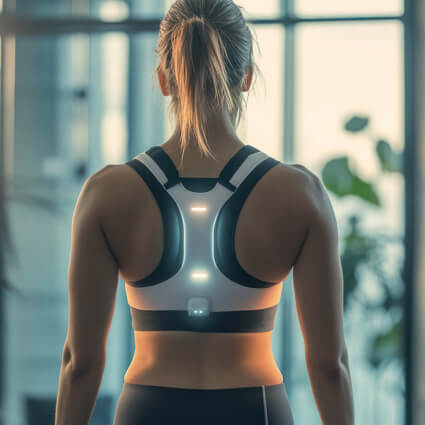 Athletic woman displaying good posture in strong upper back
