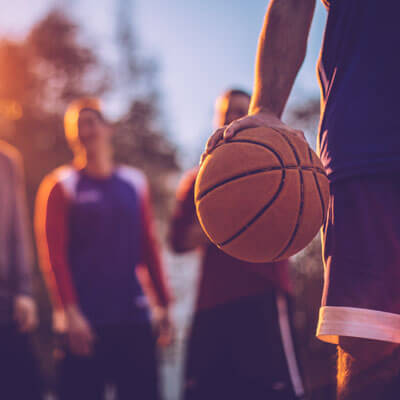 Basketball at sunset