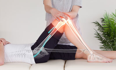 bent knees with bones showing