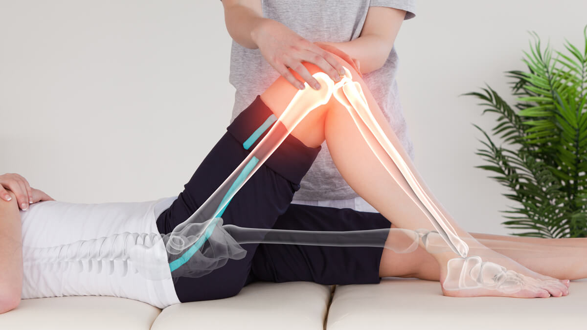 bent knees with bones showing 