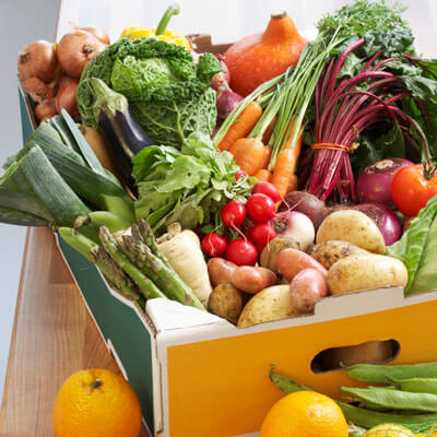 box full of healthy vegetables