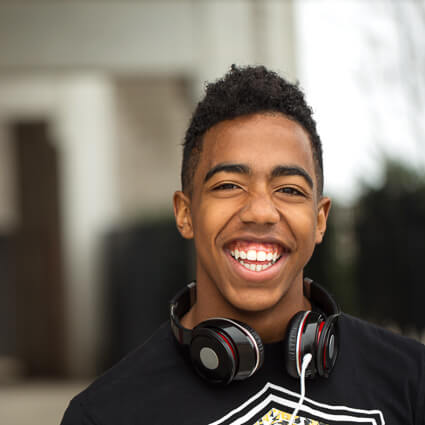 Teen with headphones