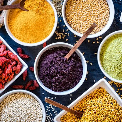 colorful spices and grains