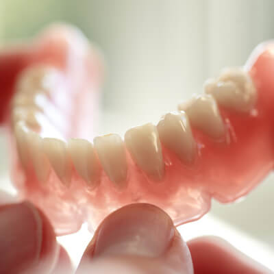 closeup of dentures