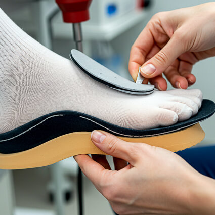 Patient getting fitted for orthotics