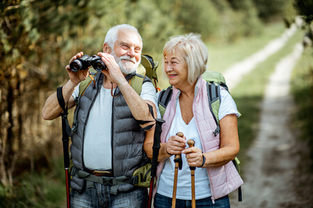 Senior couple out in nature