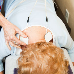 Electrical muscle stimulation on patient
