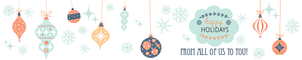 Happy holidays banner with moving ornaments