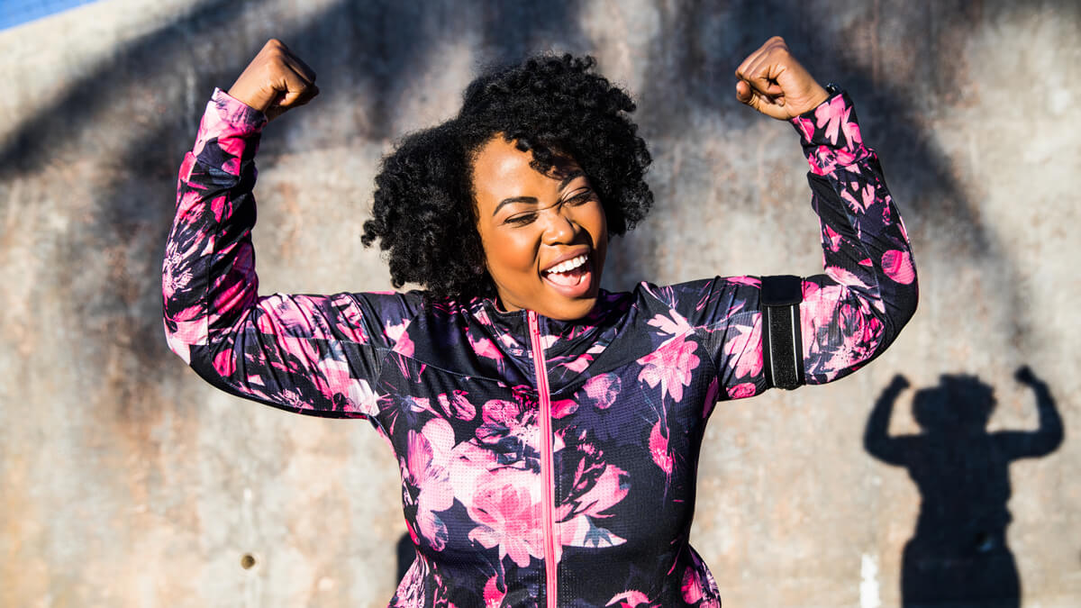 Woman celebrating exercise