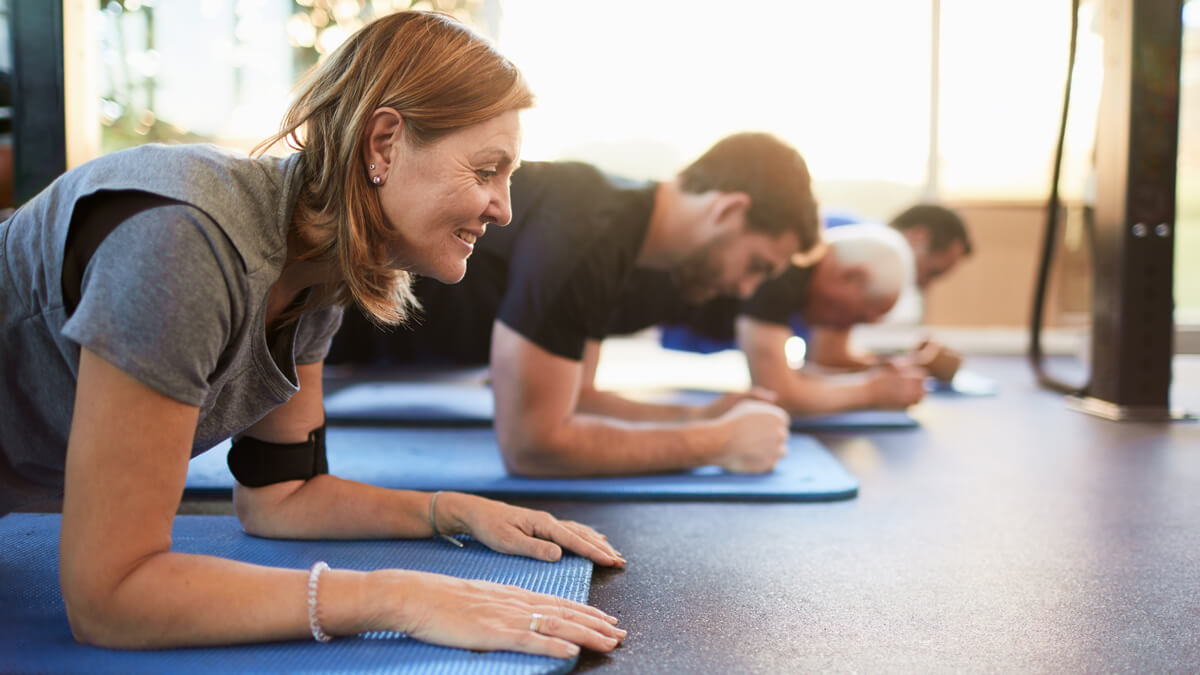 Group doing planks