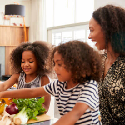 parent cooking with children