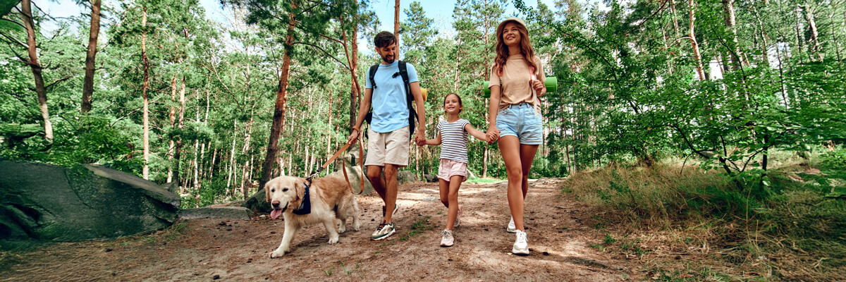 Family of four out in nature