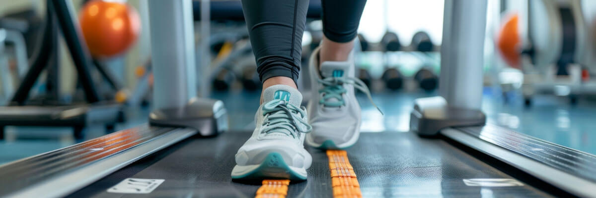 woman walking on treadmill