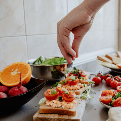 garnishing snack plates