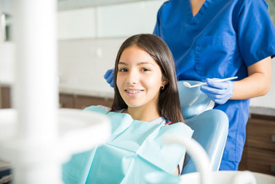 Young female with braces