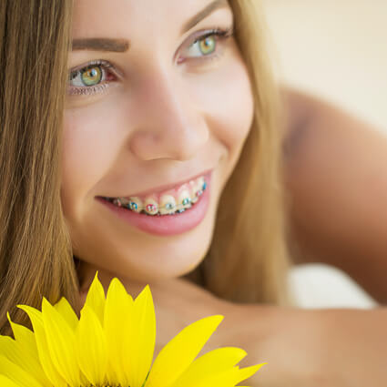 Young woman wearing braces