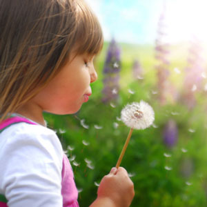 little girl with dandelion