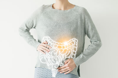 woman with gut health overlay drawing