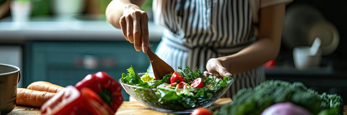 Woman preparing a salad