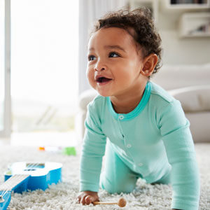 Happy baby crawling