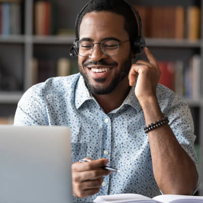 man in virtual meeting