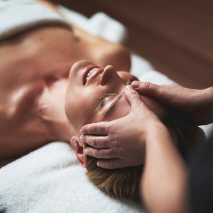 woman during head massage