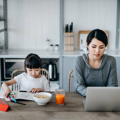 home office at breakfast