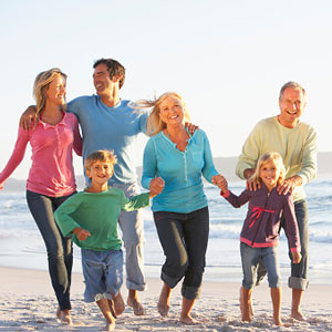 Happy family on beach