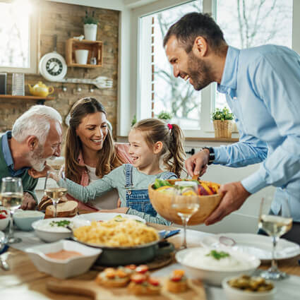 family eating dinner