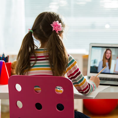 Little girl online learning