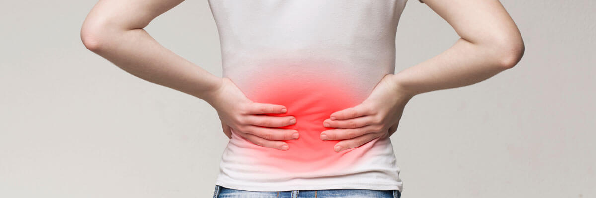 low back glowing red in pain