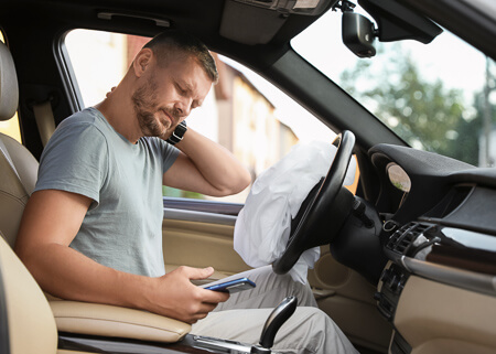 Man with neck pain after car accident