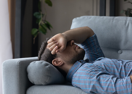 Man with headache pain