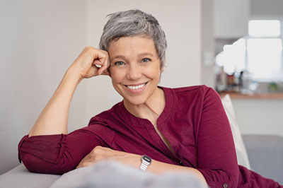 Woman smiling in dental chair