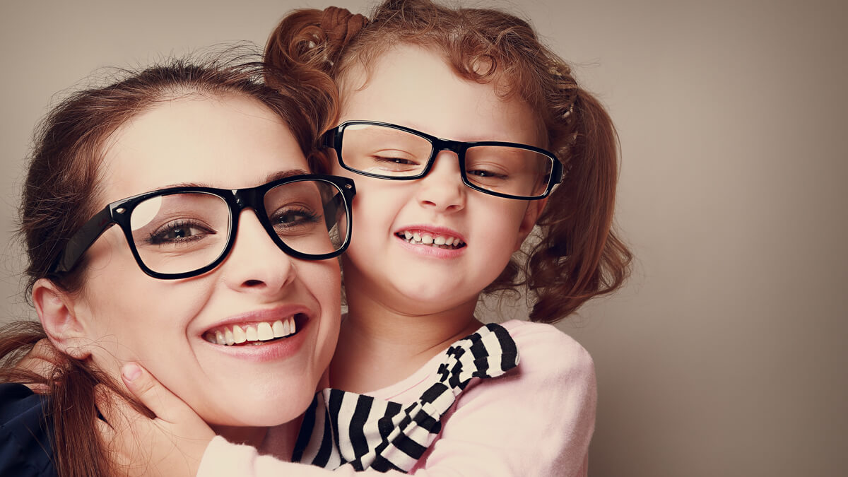 mom and daughter wearing glasses