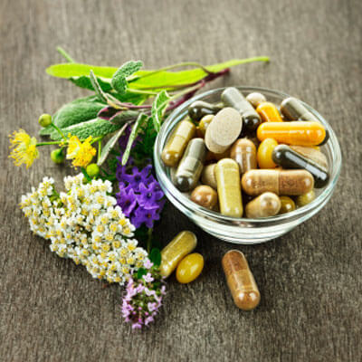 bowl of supplements