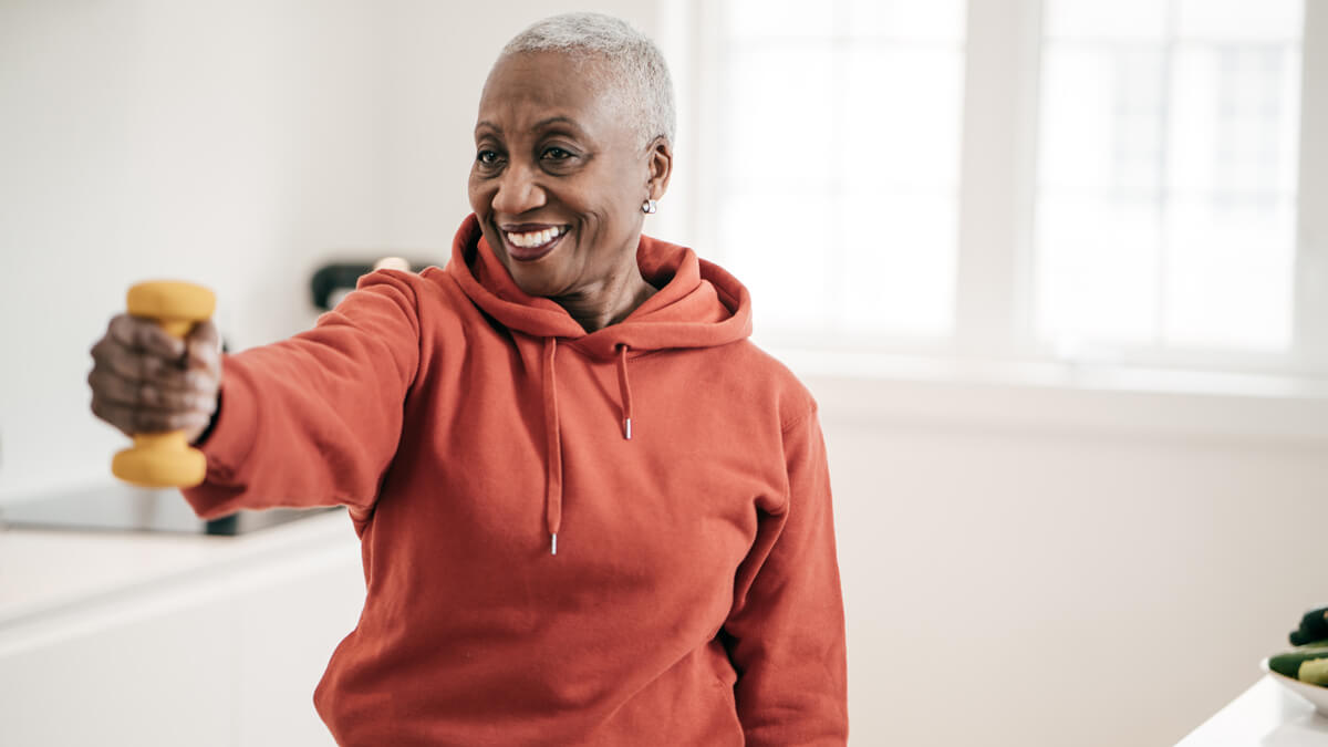 Woman holding out weight