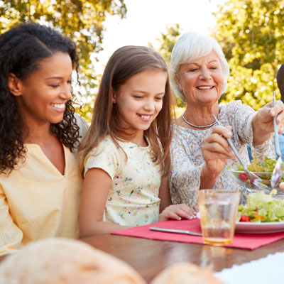 Outdoor family dinner