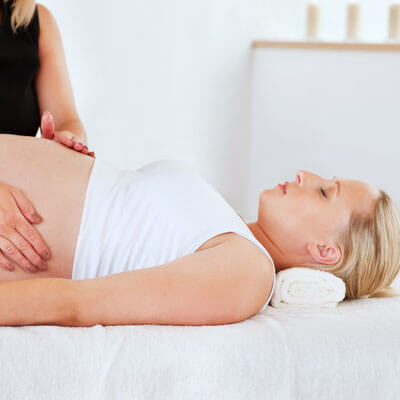 Pregnant woman lying down