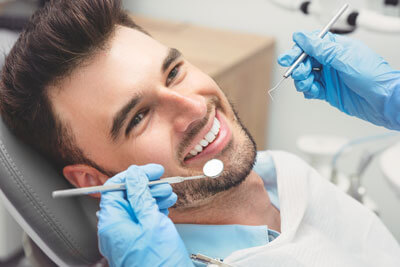 man on dental chair