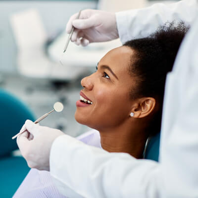 smiling person during dental appointment