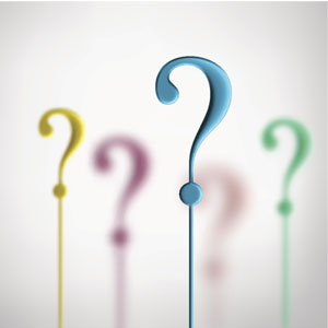 Colorful digital question marks