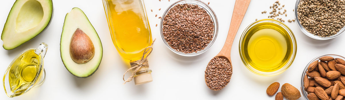 Various healthy seeds and oils