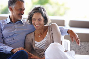 Senior couple on couch