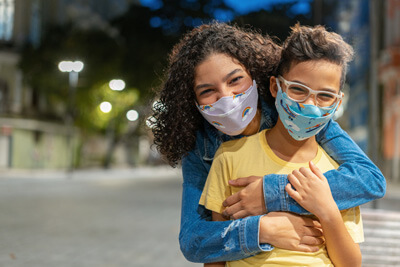 Kids wearing masks