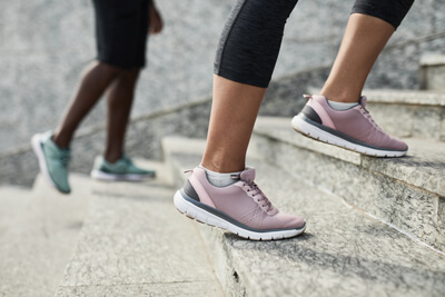 sneakers climbing stairs