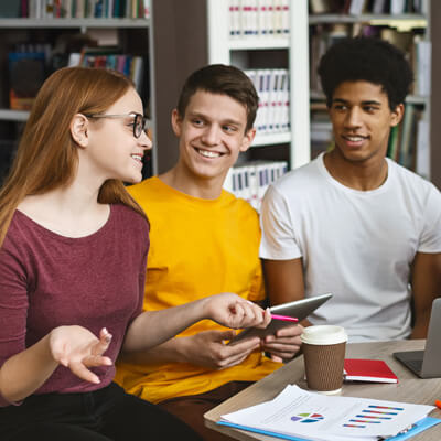 teens working in library