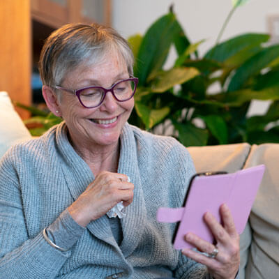 Woman looking at ipad