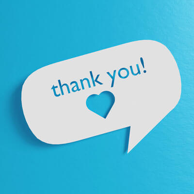 speech bubble with thank you text on it
